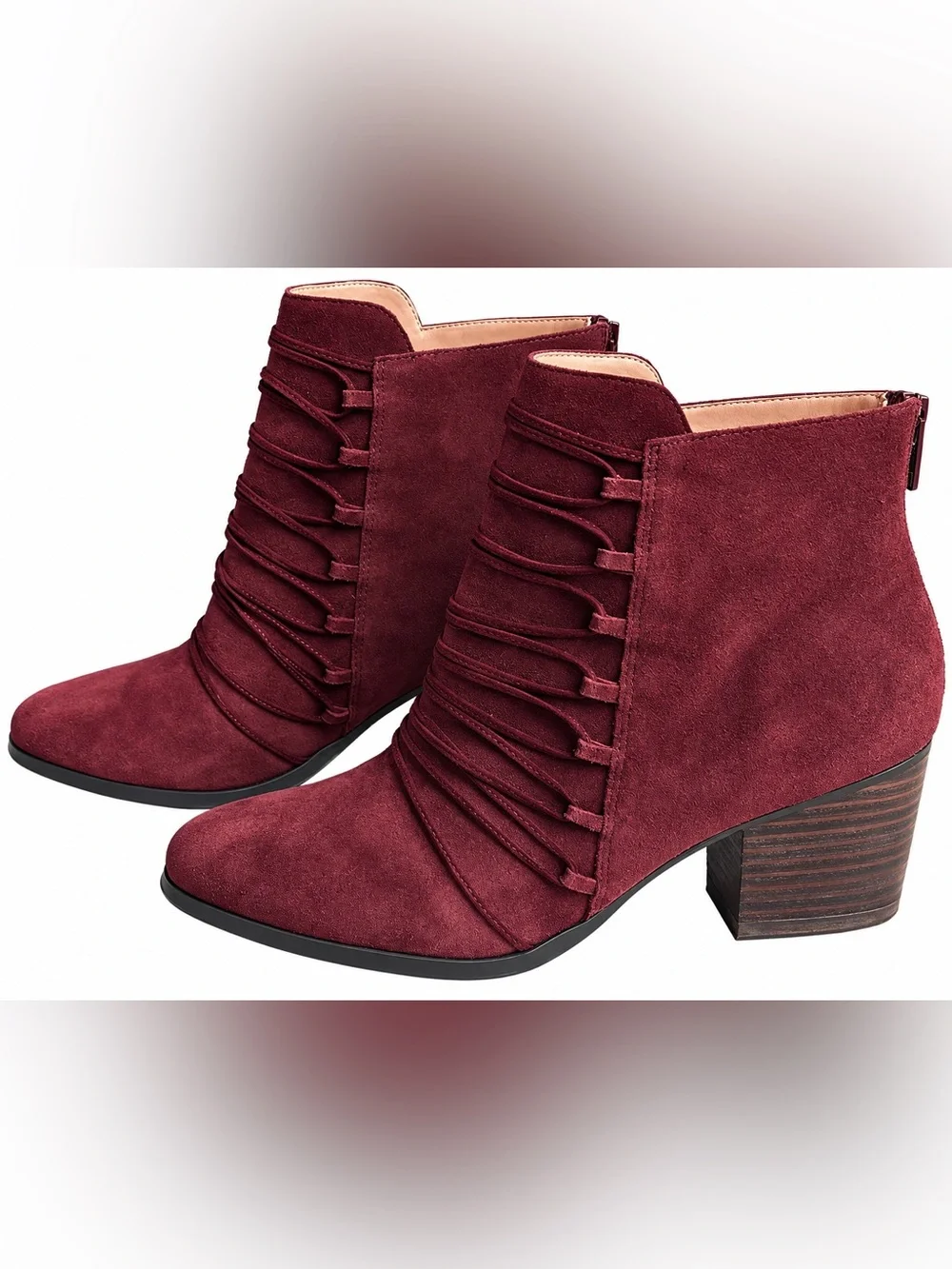 Women’s Sole Society Bellevue Suede Corset Ankle Booties - Bordeaux (Size 7M)